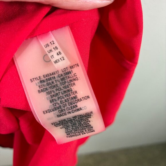 Ellie Tahari McKenna Sleeveless Floral Chiffon Silk Red Lace Metallic Stripe Sz - Picture 10 of 10